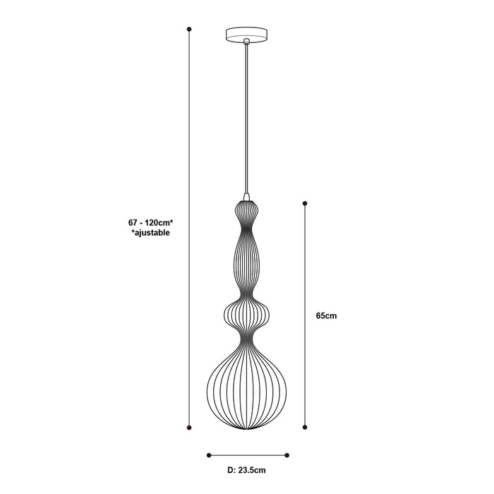 Lámpara Colgante Artistica de Color Negro 60 W de 1 Luz