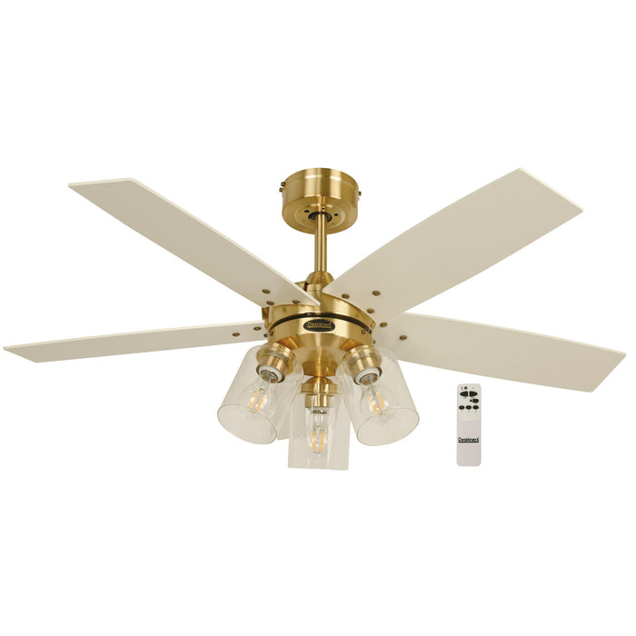 Ventilador De Techo 42" Bronce Dorado 3L E27 30W Con Control Remoto