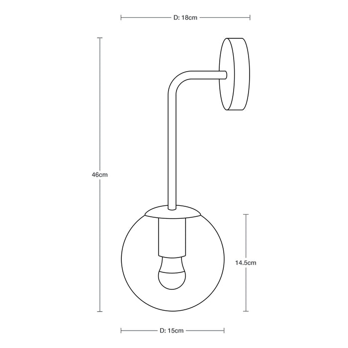 Lámpara Colgante Moderna Convertible Pared Bronce E27 1 Luz