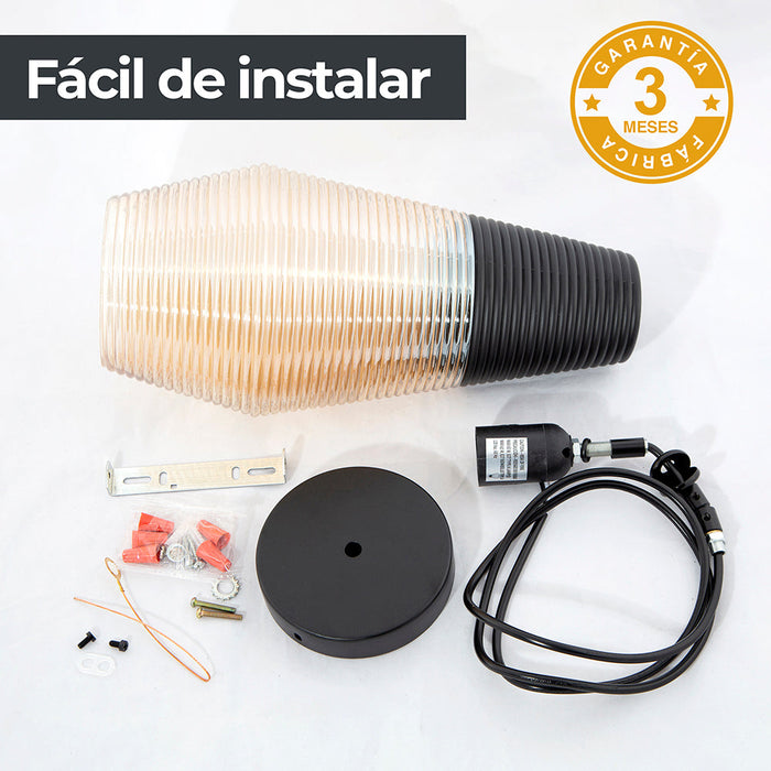 Lámpara Colgante Sleek Chic Negro E27 60w 1 Luz