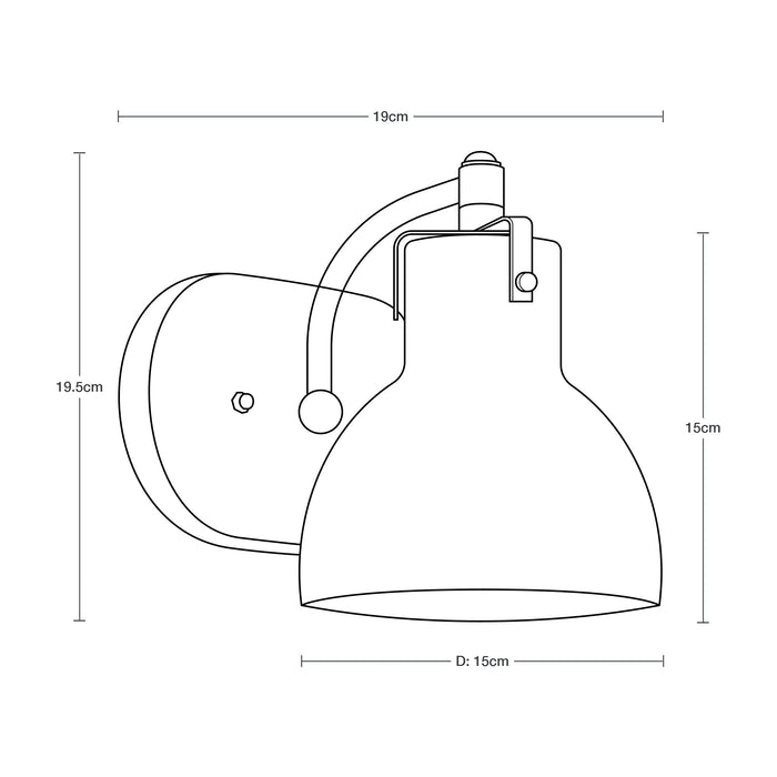 Lámpara de Pared Cromo 1 Luz  E27 60w