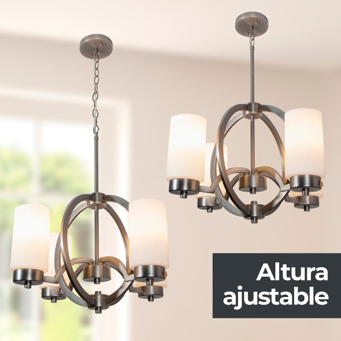 Lámpara Colgante  Transicional Níquel Satinado E27 40W 4 Luces