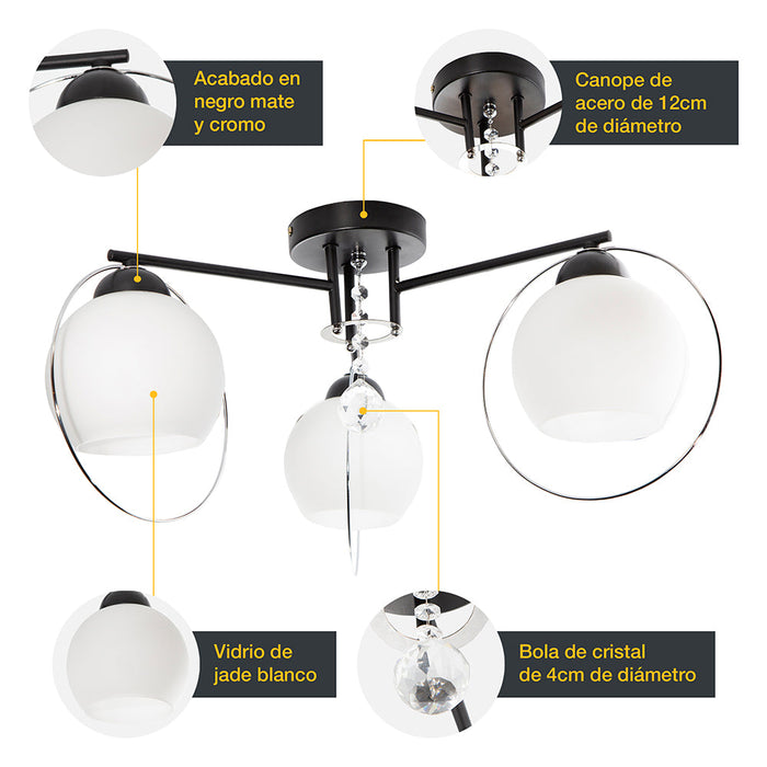 Lámpara de Techo Contemporary Clean Blanco E27 40w 3 Luces