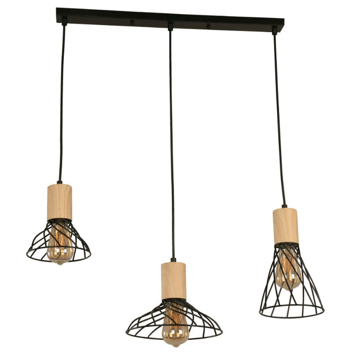 LAMP. COLGANTE NEGRO 3L E27 60W