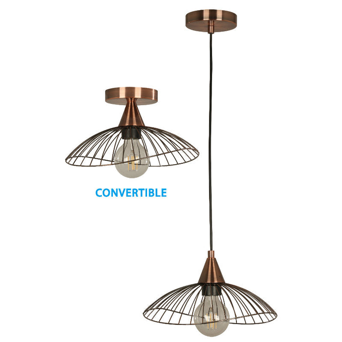 LAMP. COLGANTE COBRE ANTIGUO 1L E27 40W (CONVERTIBLE)