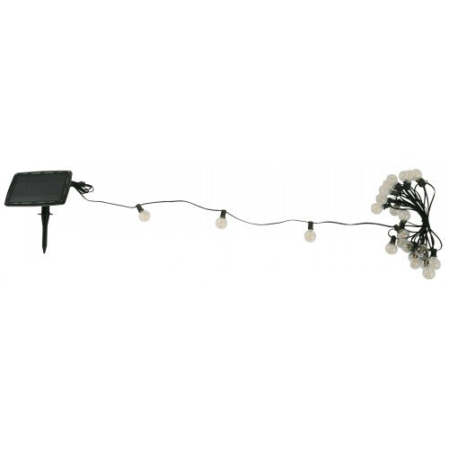 EXTENSIÓN DE LUCES EXT. SOLAR NEGRO 25L E12 0.04W 3.7V (BOMBILLO G40 E12 2700K INCLUIDOS)