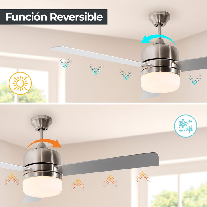 Ventilador De Techo 52" 3 Aspas 2L E27 Con Control De Pared.