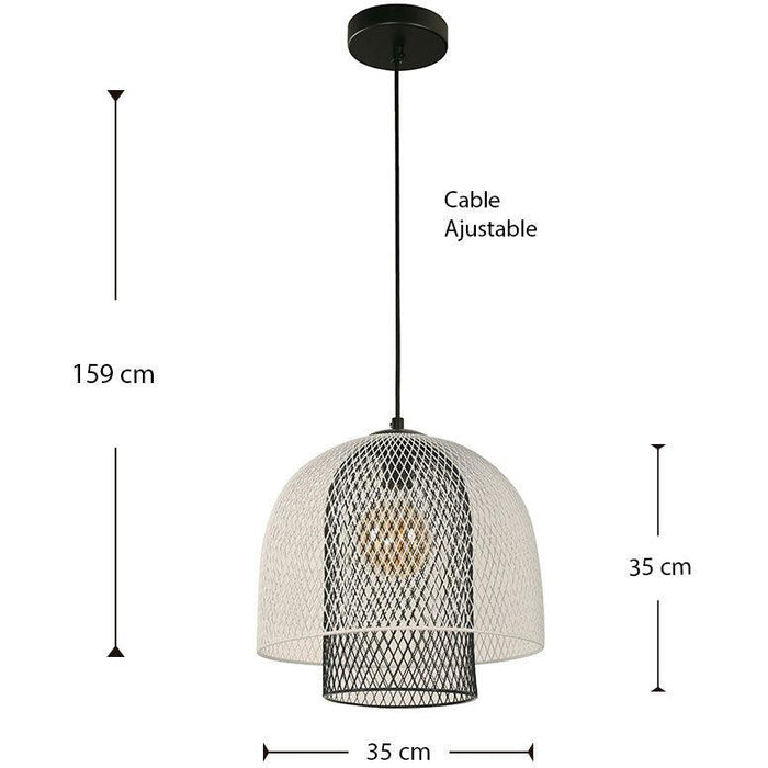 Lámpara Colgante Negro+Blanco 1L E27 60W
