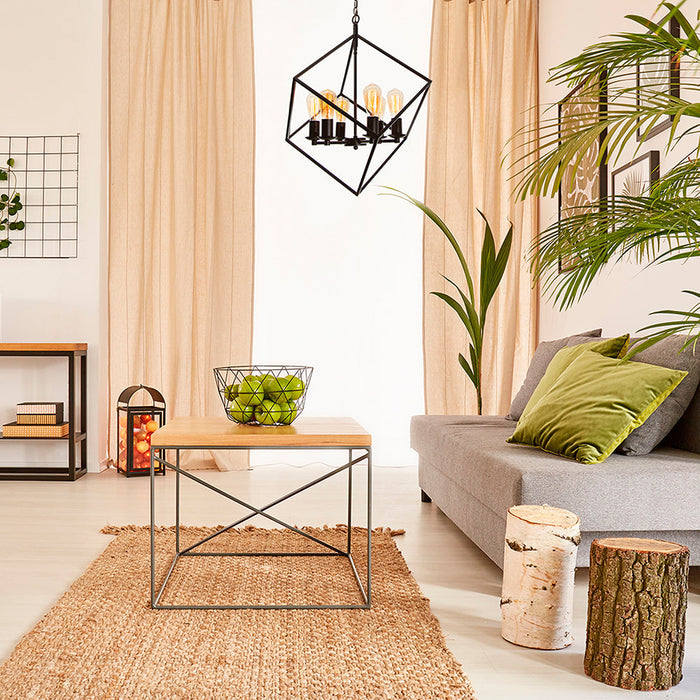 Lámpara Colgante Vintage Candil Negro 60w E27 6 Luces