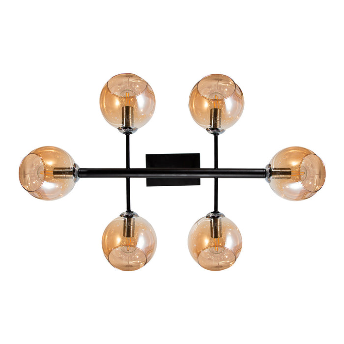 Lámpara de Techo Sputnik Negro Mate Ambar E14 40w 6 Luces