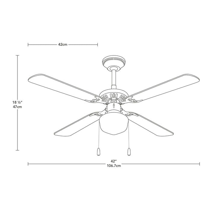 Ventilador de techo 42" níquel satinado 1 Luz E27 40w