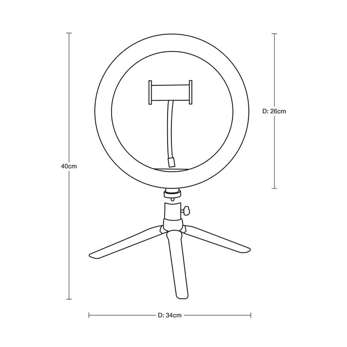 Aro de Luz LED para Selfie,  10 pulgadas con Trípode