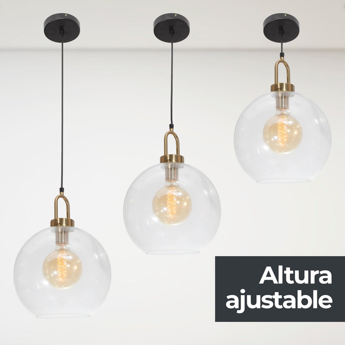 Lámpara Colgante Moderna Negro y Bronce Socket E27 60w 1 Luz