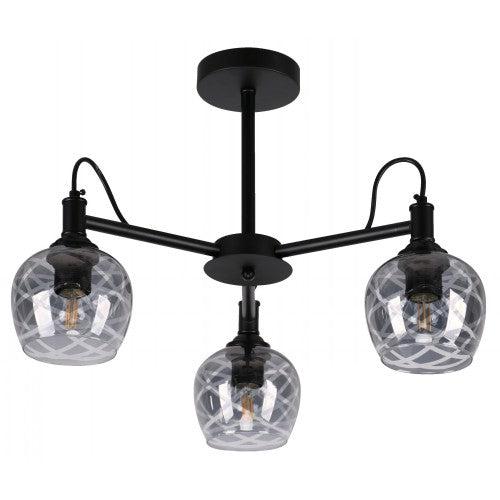 Lámpara Techo Negro 3L E27 40W
