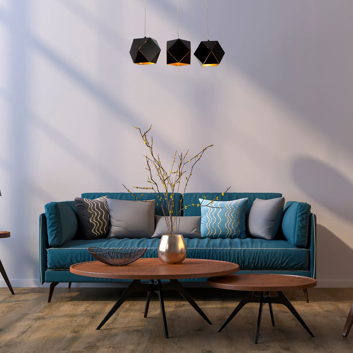 Lámpara Colgante LED Moderno Negro Luz Cálida  12w