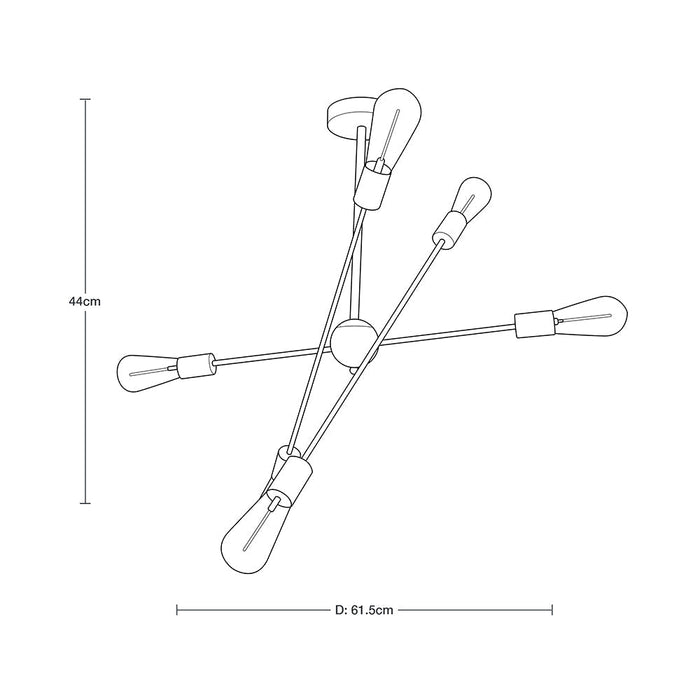 Lámpara de Techo Bronce 6 Luces  E27 60w mod negro