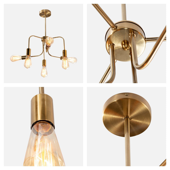 Lámpara Colgante Sputnik Latón G100 E27 40w 6 Luces