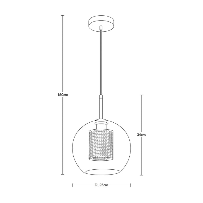 Lámpara Colgante Opulent Lights Negro Dorado E27 40w 1 Luz