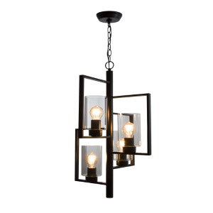 Lámpara Colgante Lumicentro Vintage Negro Mate 50 W de 4 Luces