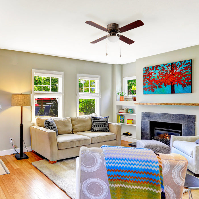 Ventilador De Techo 42" 4 Aspas 1L E27 Con Control De Cadena.