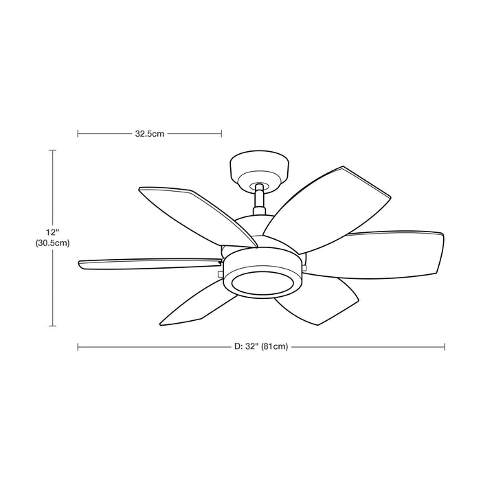 Ventilador LED De Techo 32" Negro 12W