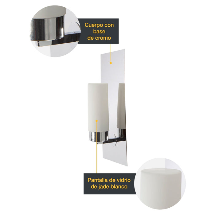 Lámpara de Pared Cromo E27 60W 1 Luz