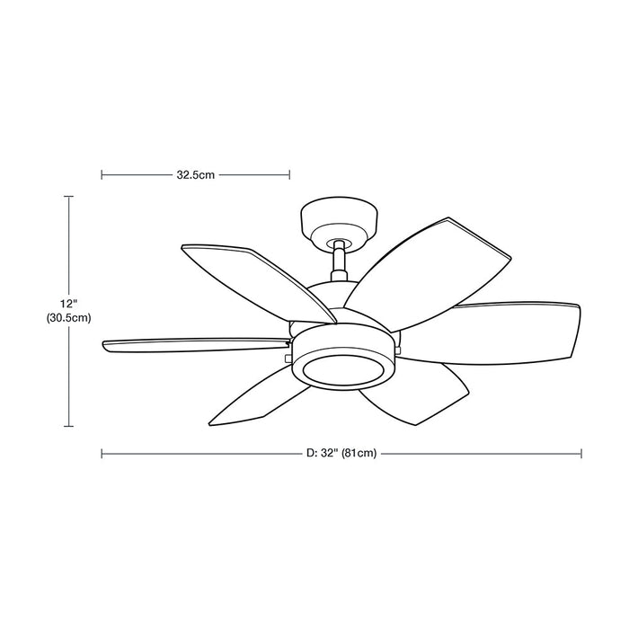Ventilador LED De Techo 32" Niquel Satinado 12W