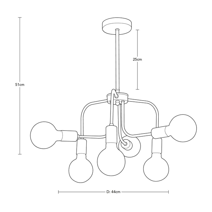 Lámpara Colgante Sputnik Latón G100 E27 40w 6 Luces