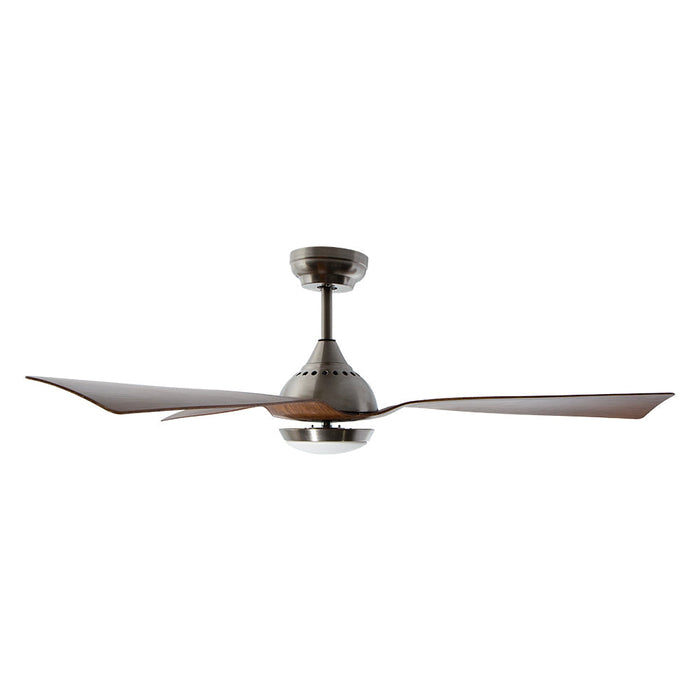 Ventilador de techo con luz LED, 52" acabado de níquel satinado, con control remote, 3 aspas