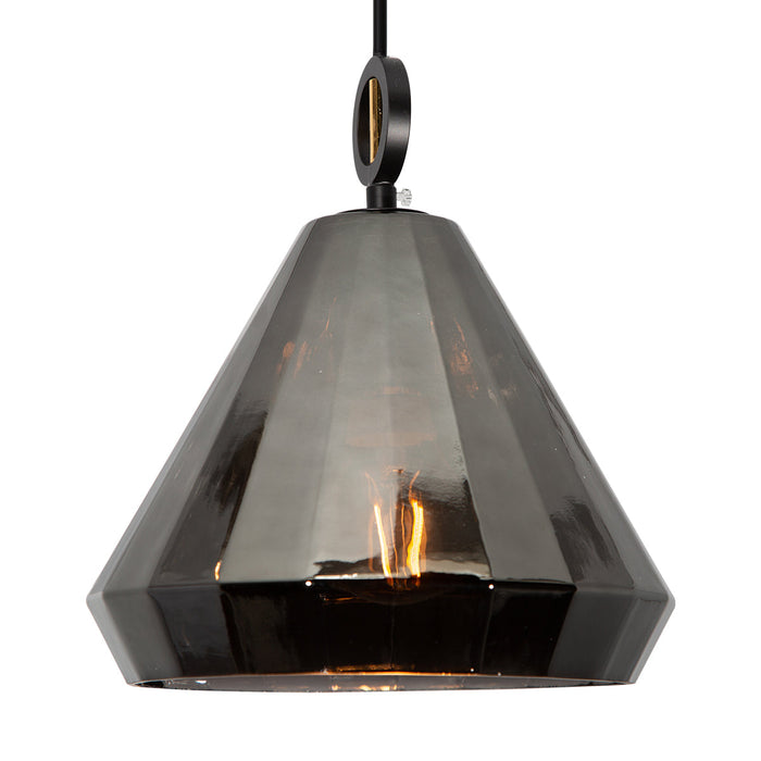 Lámpara Colgante Lumicentro Cromo Pantalla Humo E27 de 1 Luz