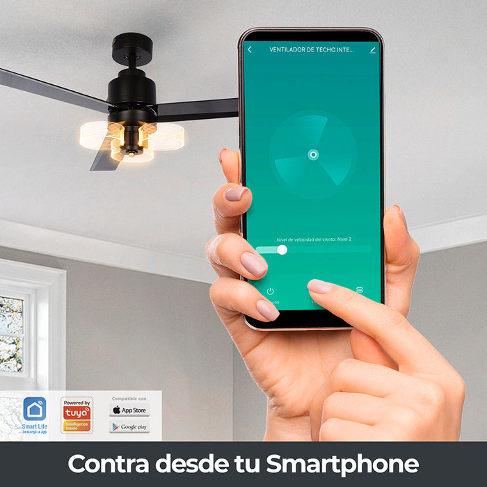 Ventilador de techo inteligente con luz LED