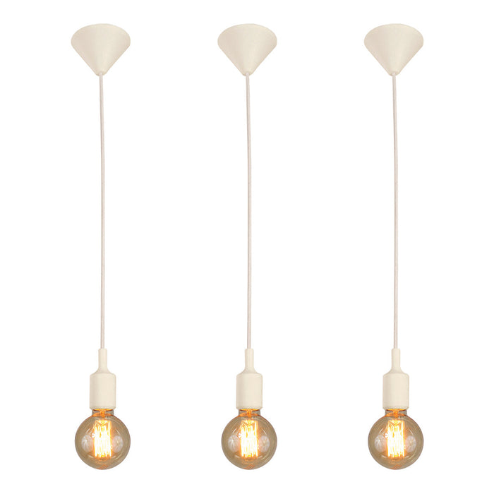 Kit 3 Lámpara Colgante Combo Foco Incluido Blanca E27 1 Luz