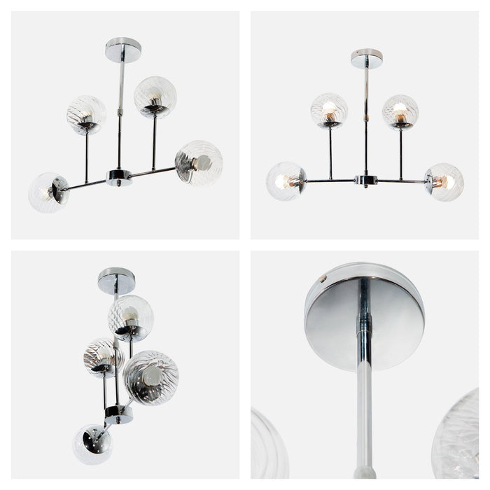 Lámpara de Techo Moderno Cromo 40w E27 4 Luces