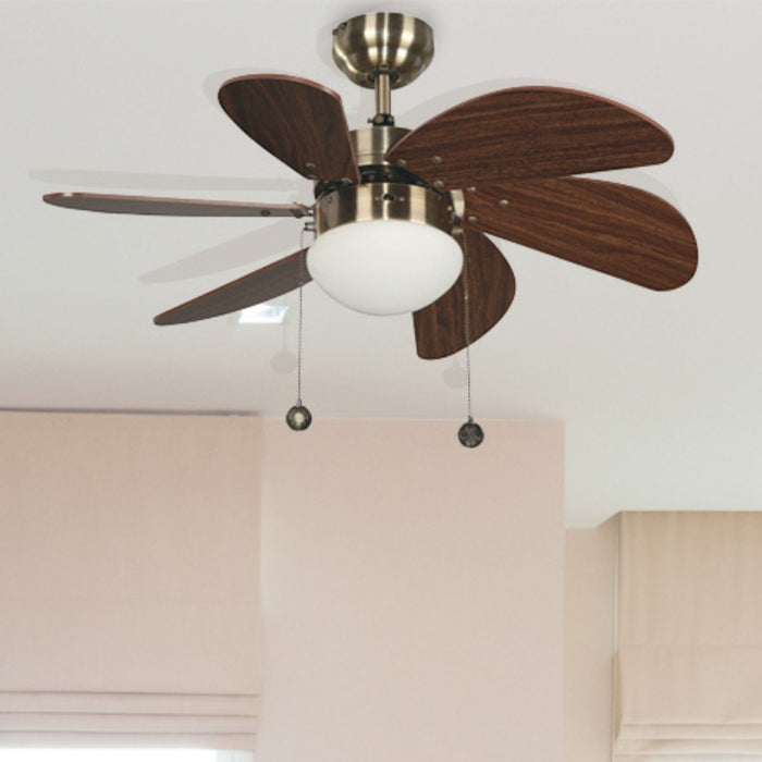 Ventilador Techo 32" Artfan Bronce Antiguo 1 Luz 60W E27