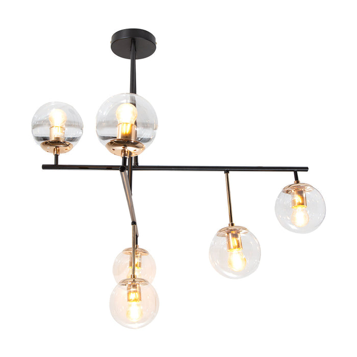 Lámpara Colgante Negro Oro E27 40w 6 Luces