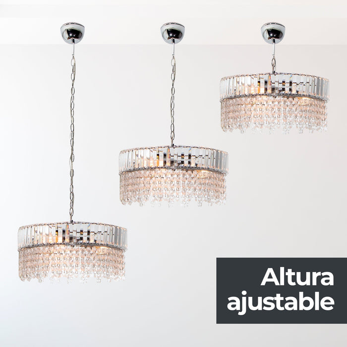 Lámpara Colgante Moderno Cromo 60w E27 3 Luces