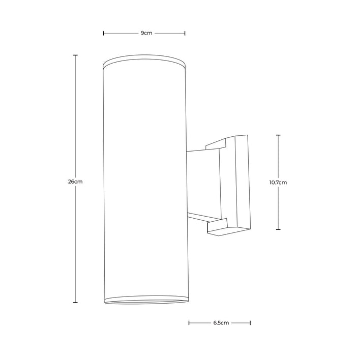Aplique pared exterior, IP44, acabado negro, 2 luces E27, 10W