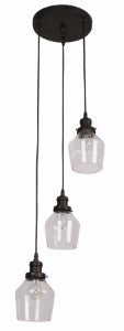 Lámpara De Techo Colgante Negro E27 60w 3 Luces