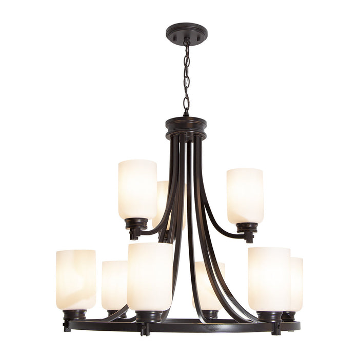 Colgante Candelabro 9 Luces, Estilo Araña, Bronce Antiguo.