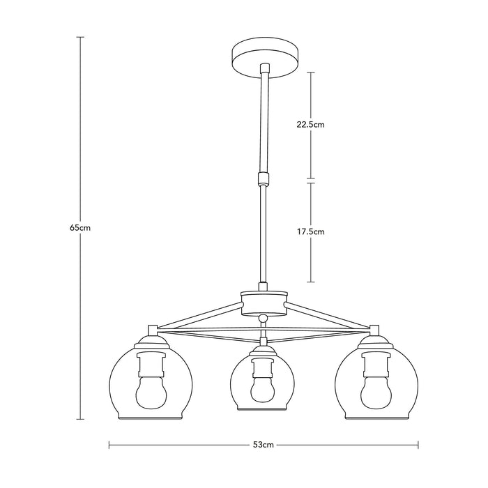 Lámpara Colgante Negro Cobre E27 40W 3 Luces