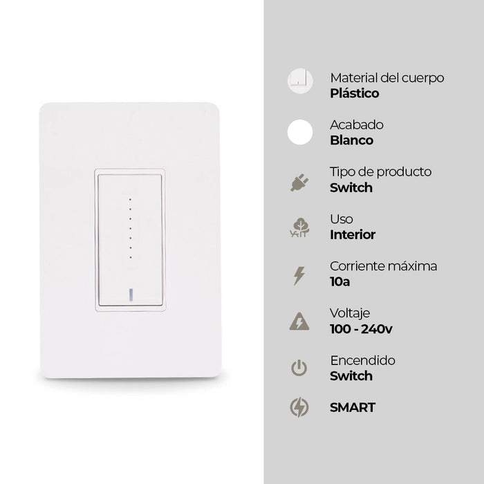 Interruptor inteligente regulable con sensor de brillo y encendido y apagado