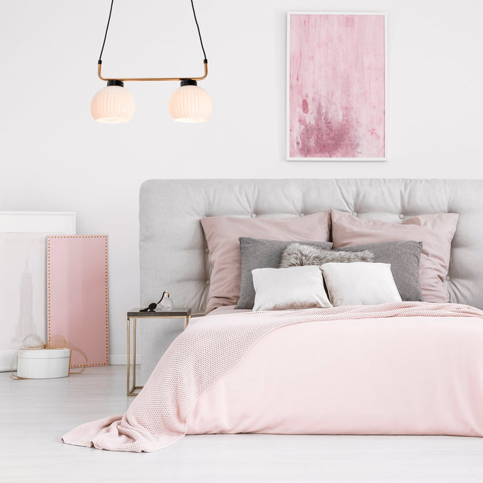 Lámpara Colgante Moderno Negro y Dorado 40w E27 2 Luces