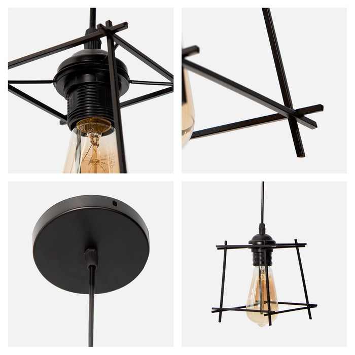 Lámpara Colgante Moderno Negro 60w E27 1 Luz