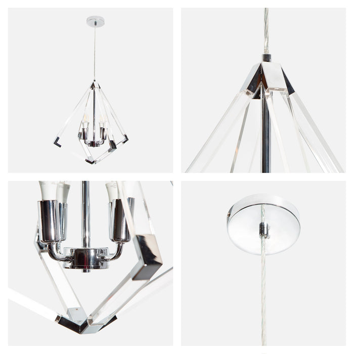 Lámpara Colgante Rústico Plata Cromo E12 40W 4 Luces