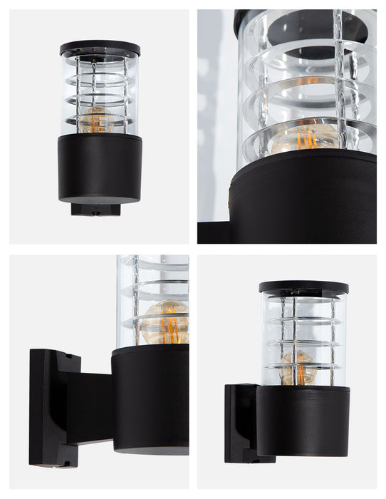 Aplique de pared exterior, IP44, negro, 10W, E27, 1 luz