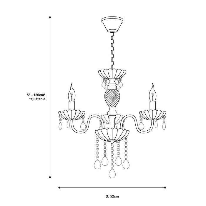 Lámpara Colgante Lumicentro Plata y Cristal 3 Luces
