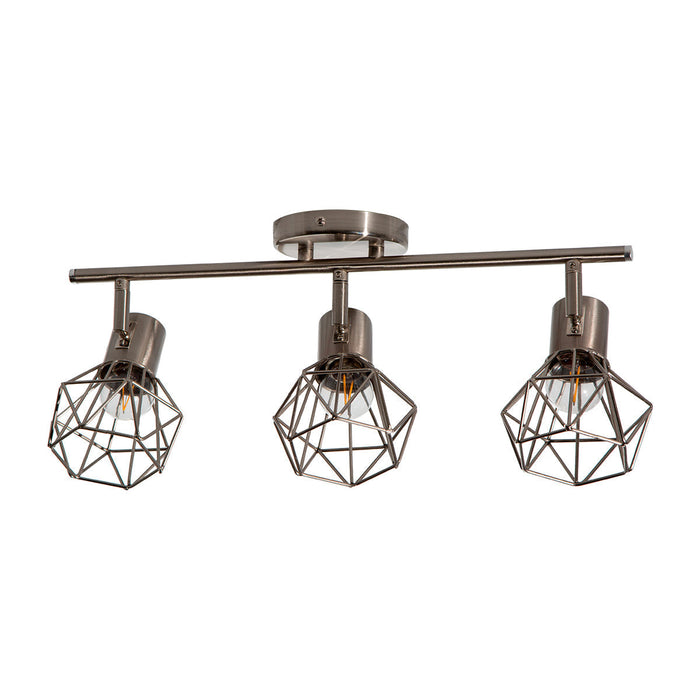 Lámpara de Techo Riel Níquel Satinado E27 60w 3 Luces