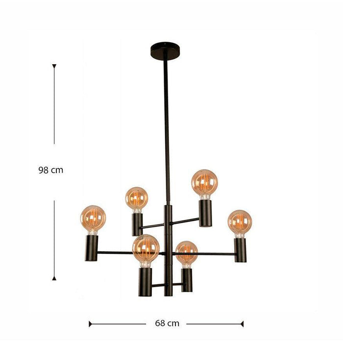 Lámpara Techo Negro 6L E27 40W