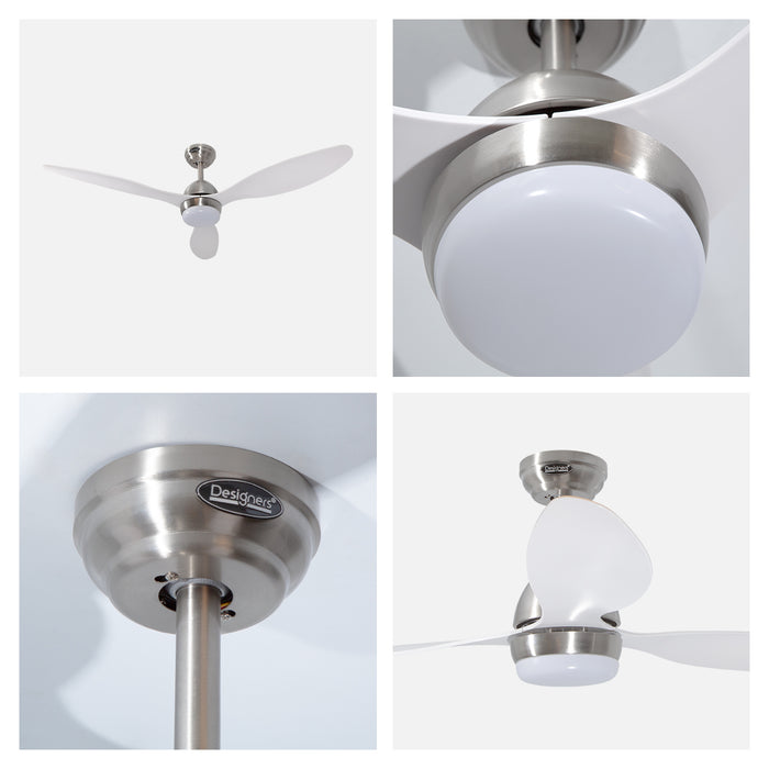Ventilador de techo LED de 52", 3 aspas, control remoto, acabado níquel satinado, 6 velocidades