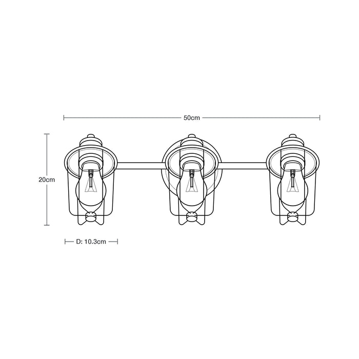 Lámpara de Pared Negro Oscuro Vanity de Baño 40w T45 3 Luces